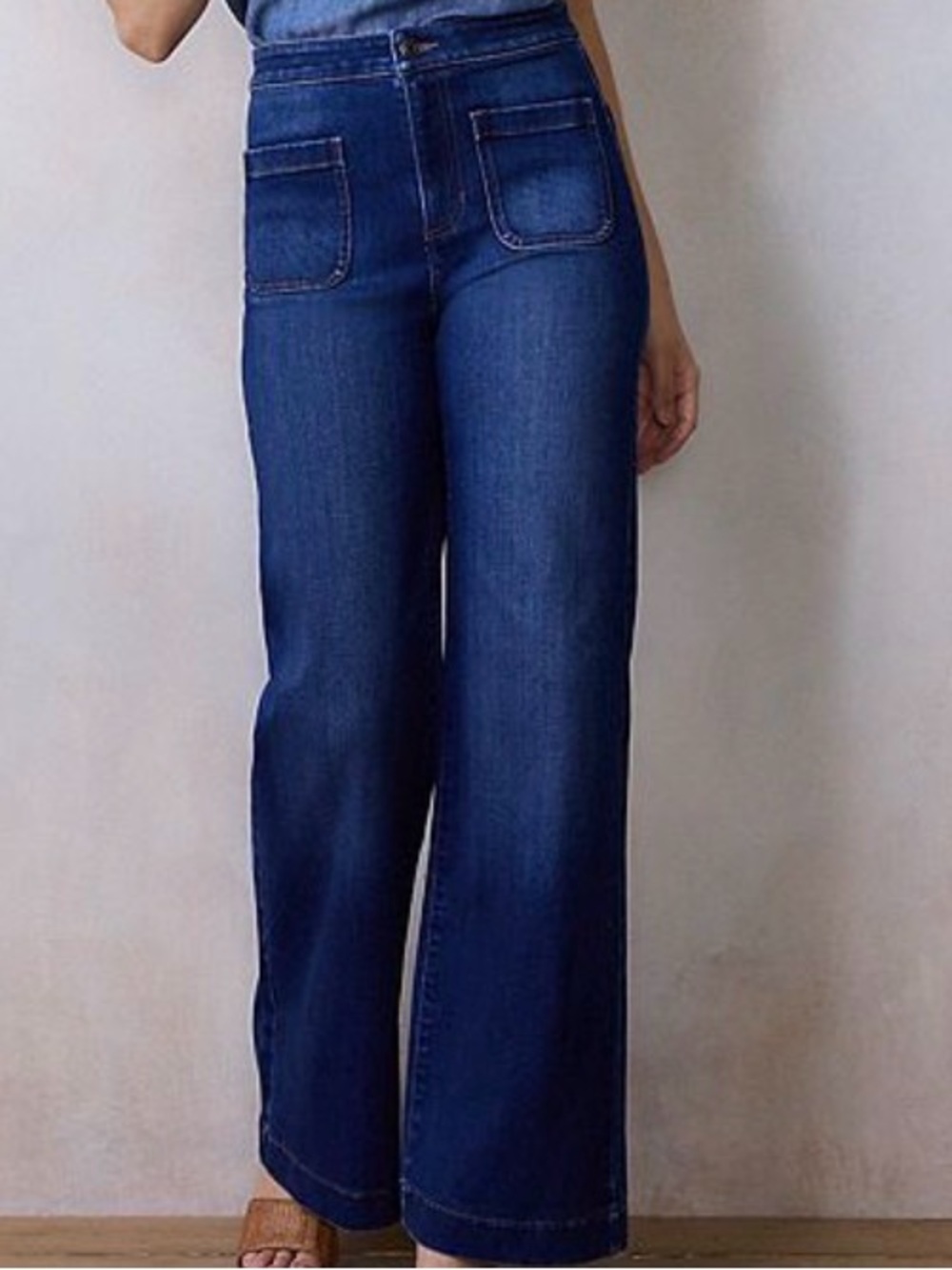LC Lauren Conrad Dark Blue Wide Leg Jeans with Front Patch Pockets